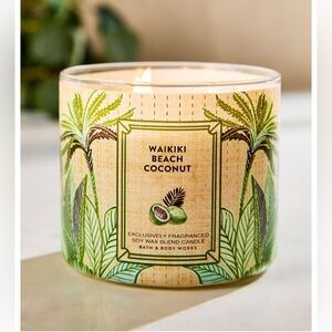 🏝️”WAIKIKI BEACH COCONUT” 3-Wick Scented Candle, B&BW, 14.5 oz / 411 g, NWT Box